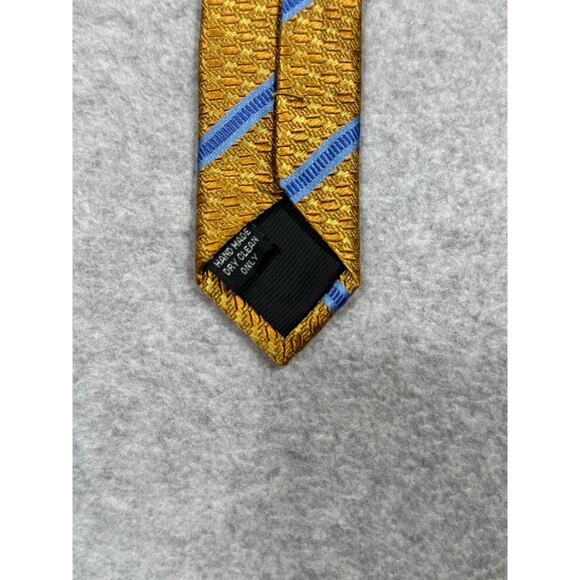 Bocara Silk Gold Blue Stripe Neck Tie - Picture 6 of 6